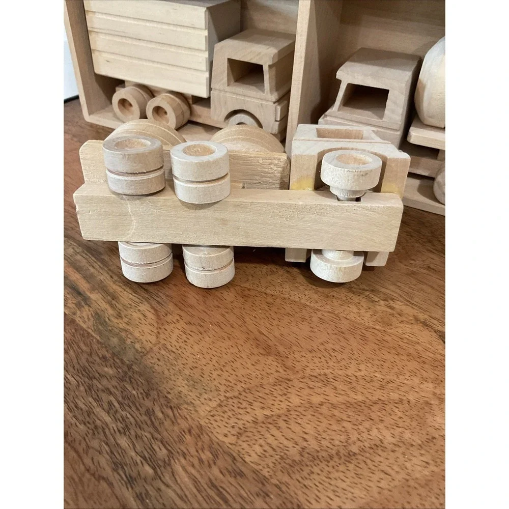 Handmade Vintage Wooden Truck set of 4 Trucks Cargo Display Decor Play Paint
